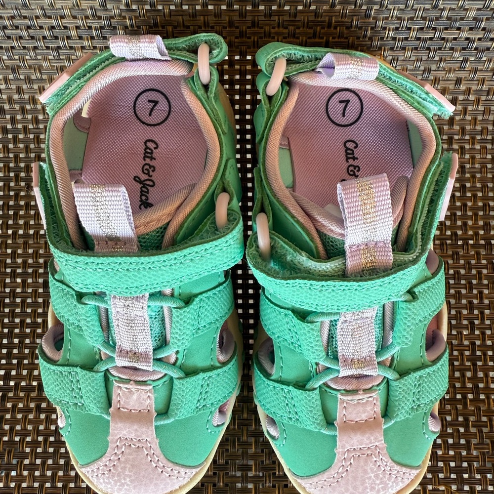 Cat & Jack Green and Pink Sandals Lightweight Comfort - Picture 5 of 6